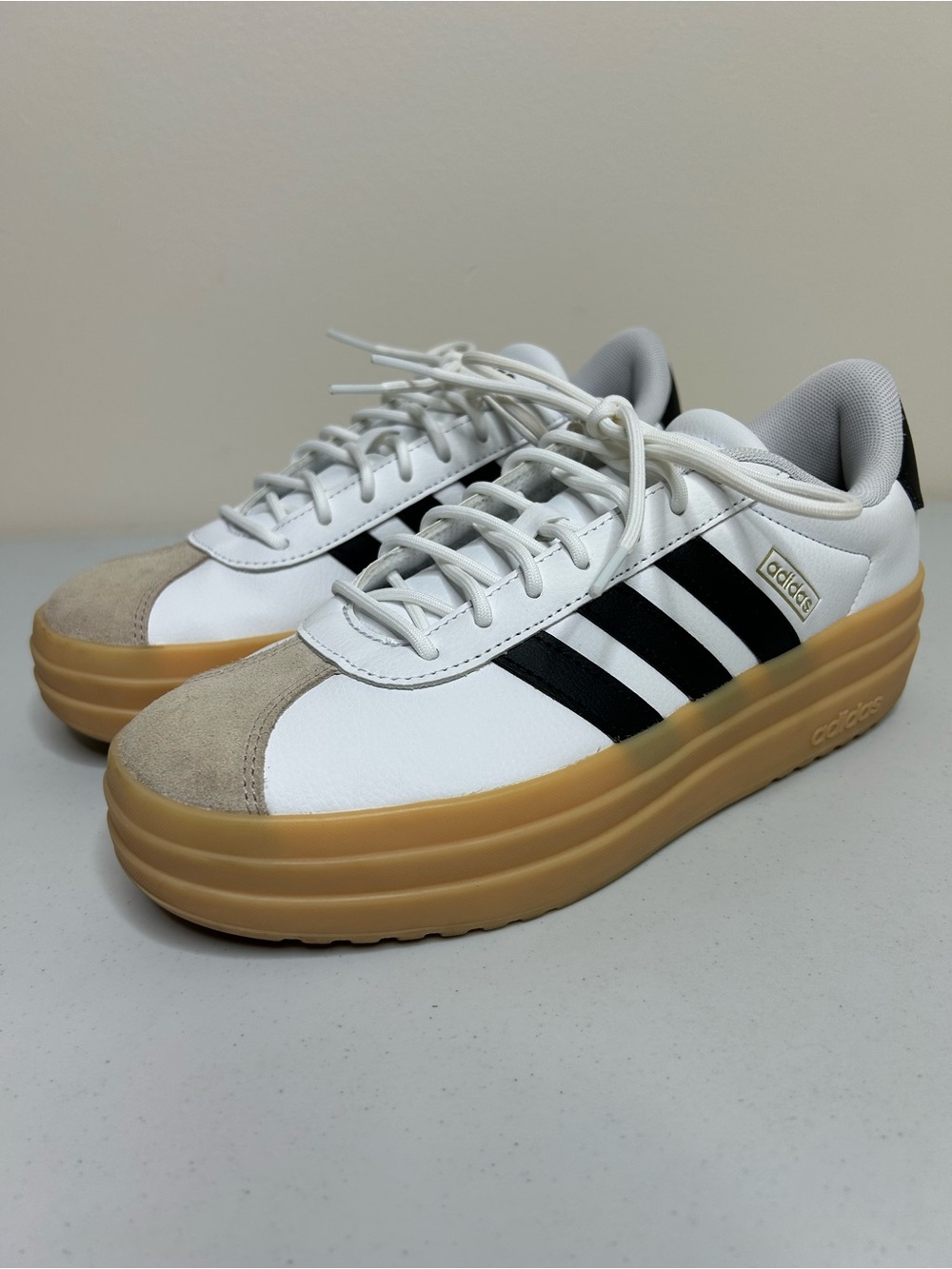 Adidas VL Court Bold Women’s White Beige Sneakers US Size 8